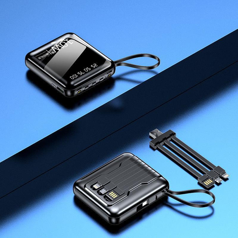Tragbare Powerbank mit digitaler Leistungsanzeige und multifunktionalem Kabel Brehn
