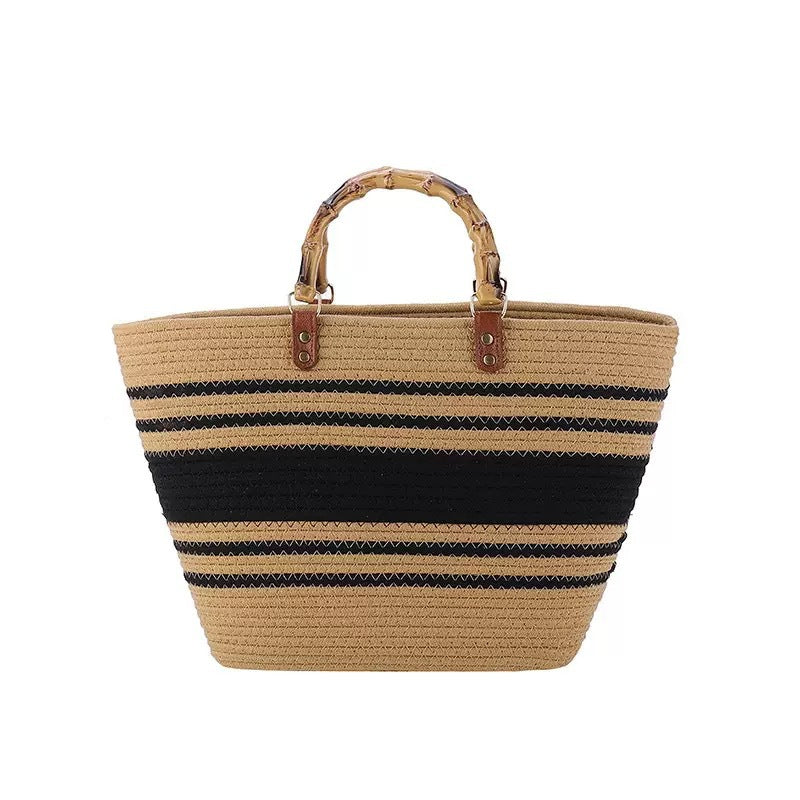 Praktische Strandtasche mit Bambusgriffen Brehn