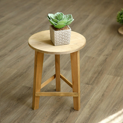 Rustikaler Hocker aus Massivholz Brehn