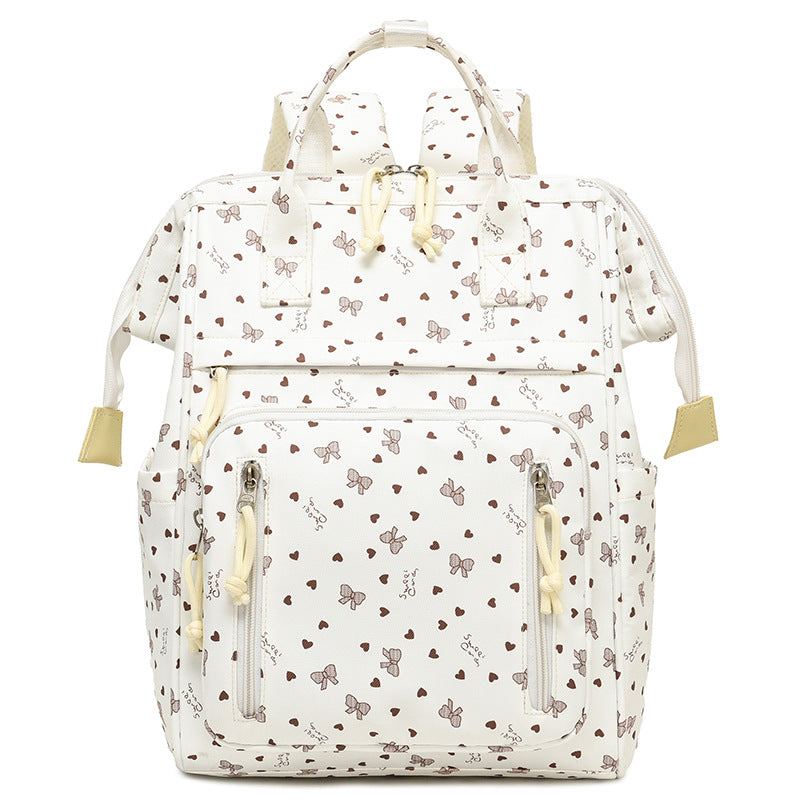 Stylischer Herz-Print Multi-Taschen Rucksack Brehn