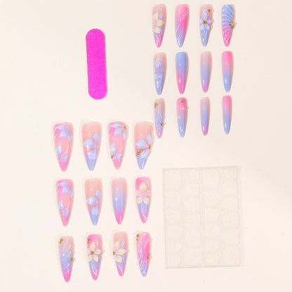 Luxuriöse Blumige 3D Stiletto Nagelkunstverlängerungen Brehn