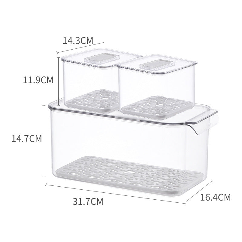 Kühlschrank-Organizer und Frischebox mit abnehmbarem Belüftungsrost und stapelbarem Design