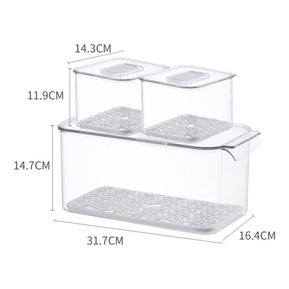 Kühlschrank-Organizer und Frischebox mit abnehmbarem Belüftungsrost und stapelbarem Design