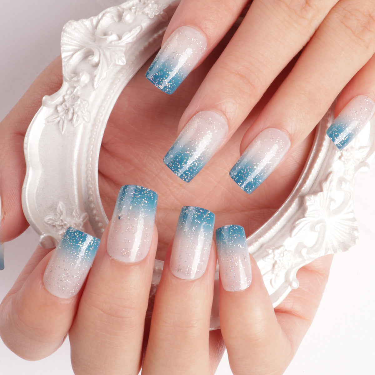 Ombre Glitter Druck-Nägel Brehn