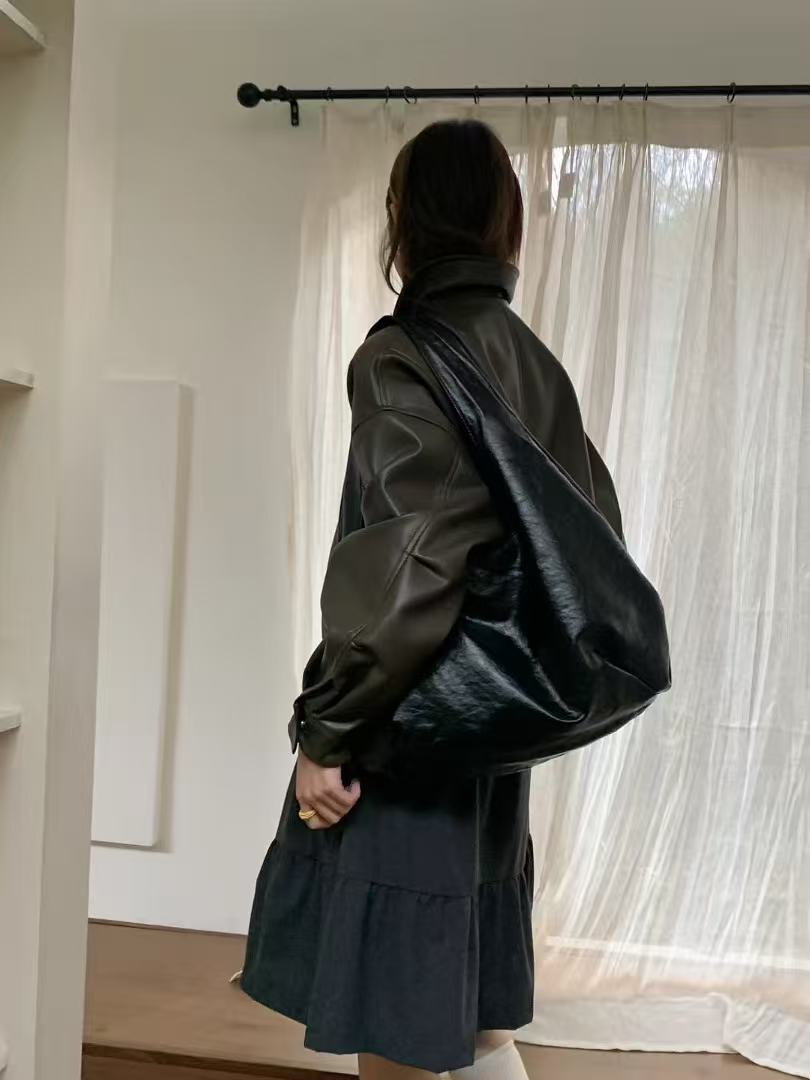 Oversized Lässige Leder Schultertasche