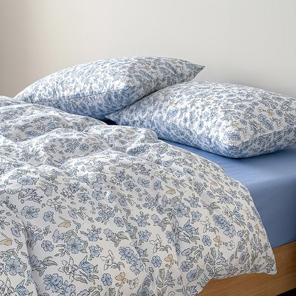 Florales Baumwoll-Satin Bettbezugset mit Kissenbezügen