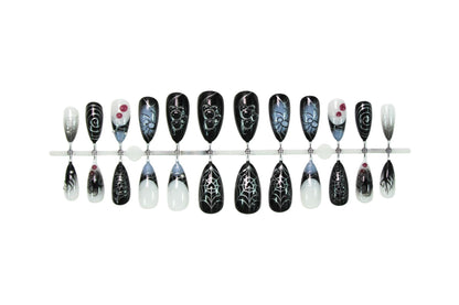 Kunstnagelset mit gruseligen Spinnen- und Halloween-Motiven Brehn