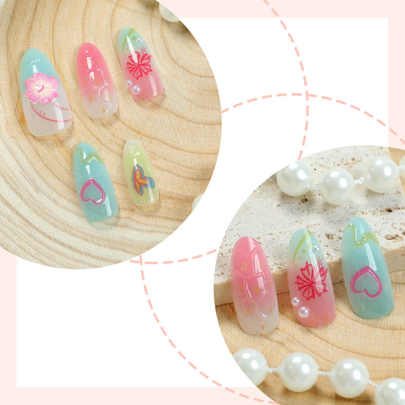 Kreatives tropisch inspiriertes Press-On-Nagelkunst-Set Brehn