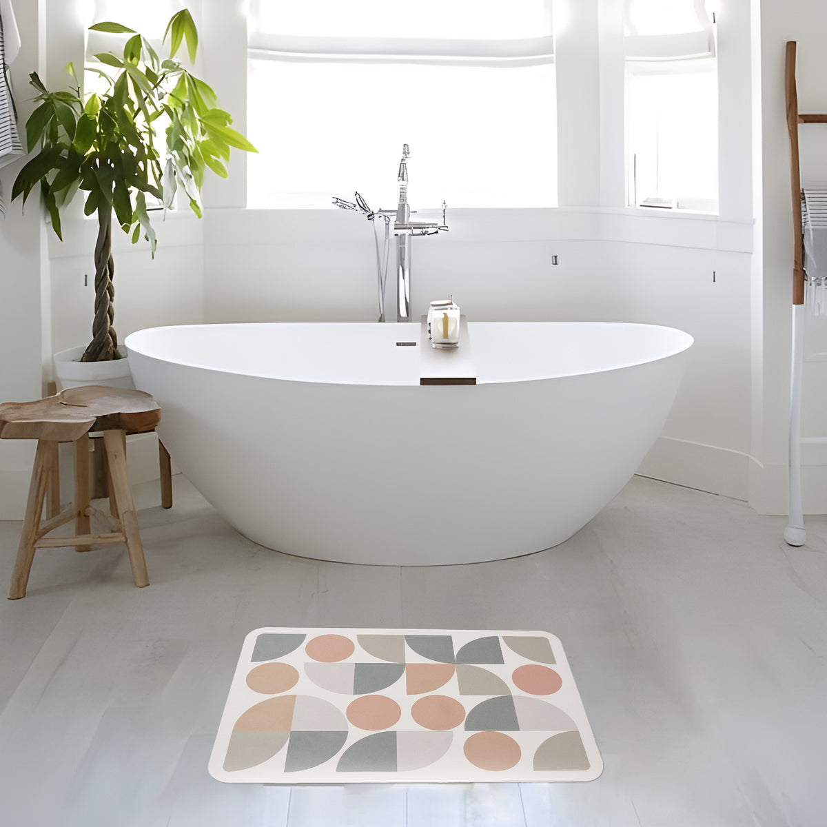 Badematten-Set Brehn aus weicher Mikrofaser mit rutschfester Latexunterseite und filigranem Ornamentdruck