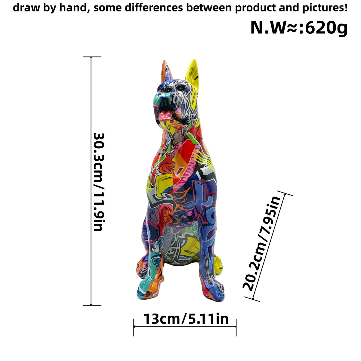 Bunte Dekofigur eines Hundes im modernen Design Brehn