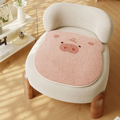 Scalloped-Edge Low-Pile Absorbent Accent Area Rug with Puppy Balloon Motif