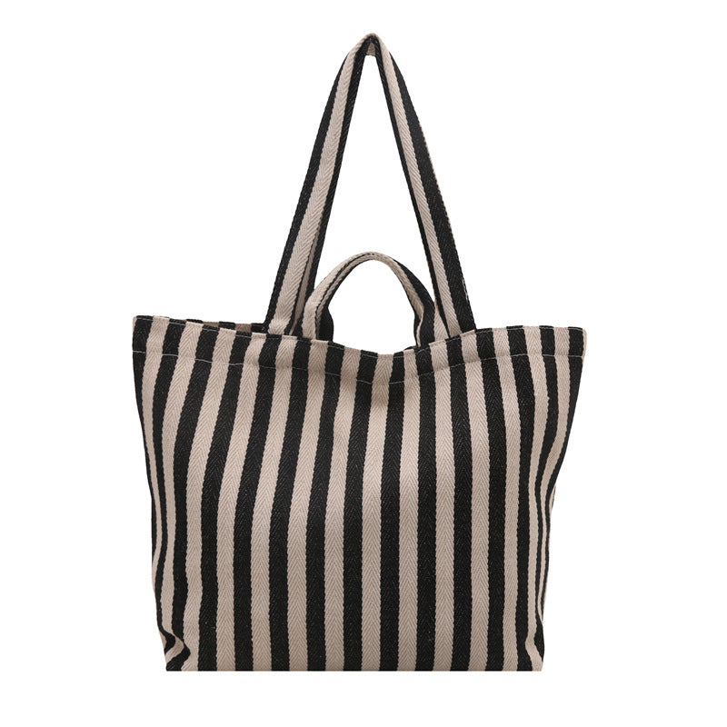 Langlebige gestreifte Canvas Strandtasche