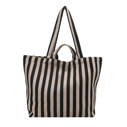 Langlebige gestreifte Canvas Strandtasche
