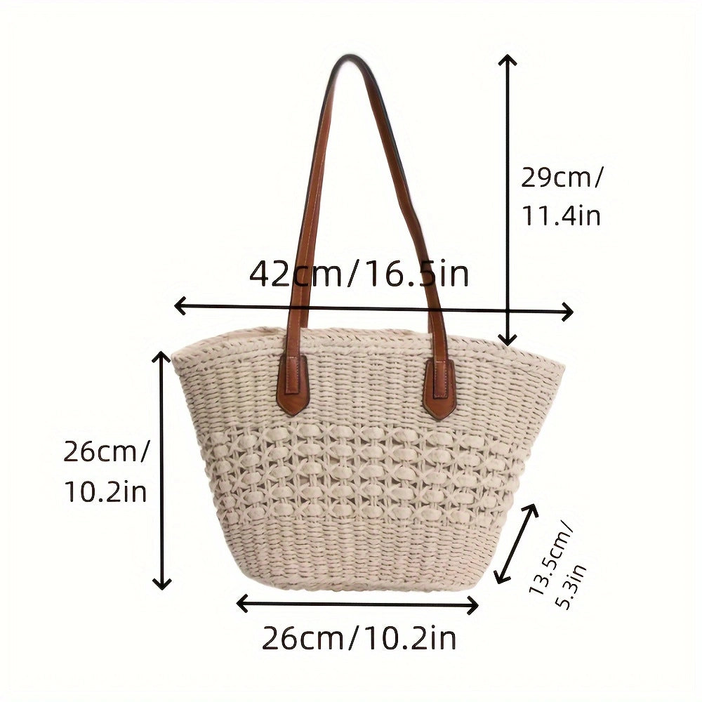 Handtasche Aus Geflochtenem Naturmaterial mit Eleganten Ledergriffen Brehn
