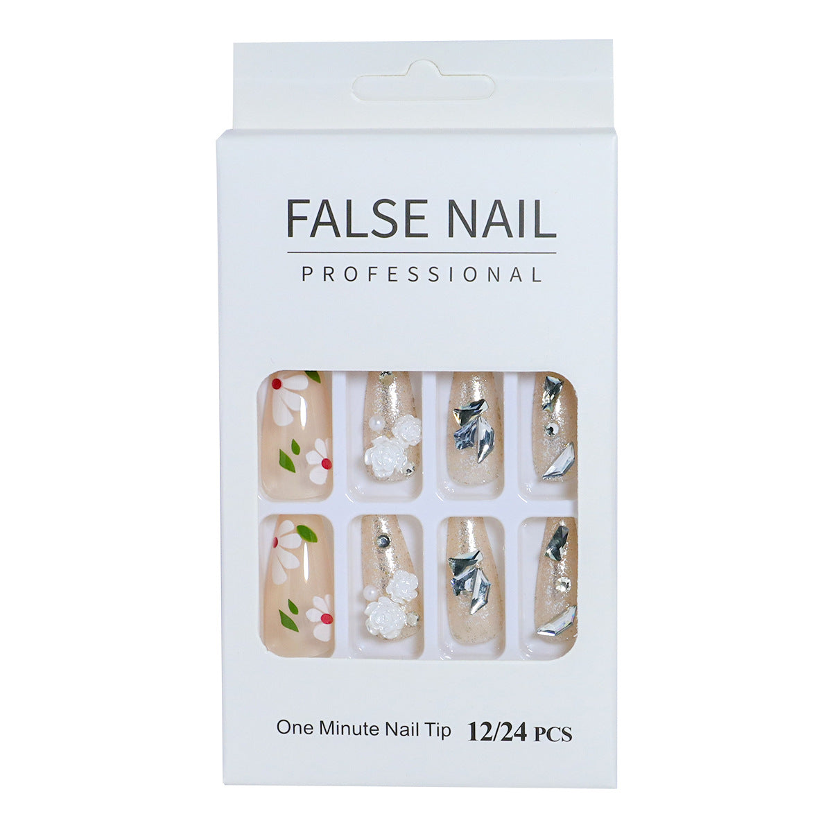 Dekorativer Press-On-Nagelset mit 3D-Akzenten Brehn