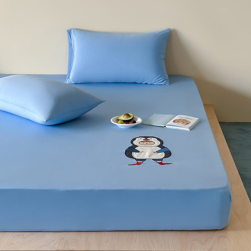 Spannbettlaken mit niedlichem Katzen-Print und elastischem Rundumgummi