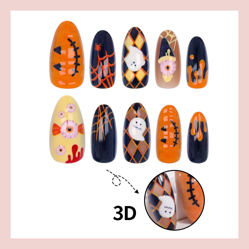 Kunstnagelset mit Halloween-Motiven und festlichen Designs Brehn