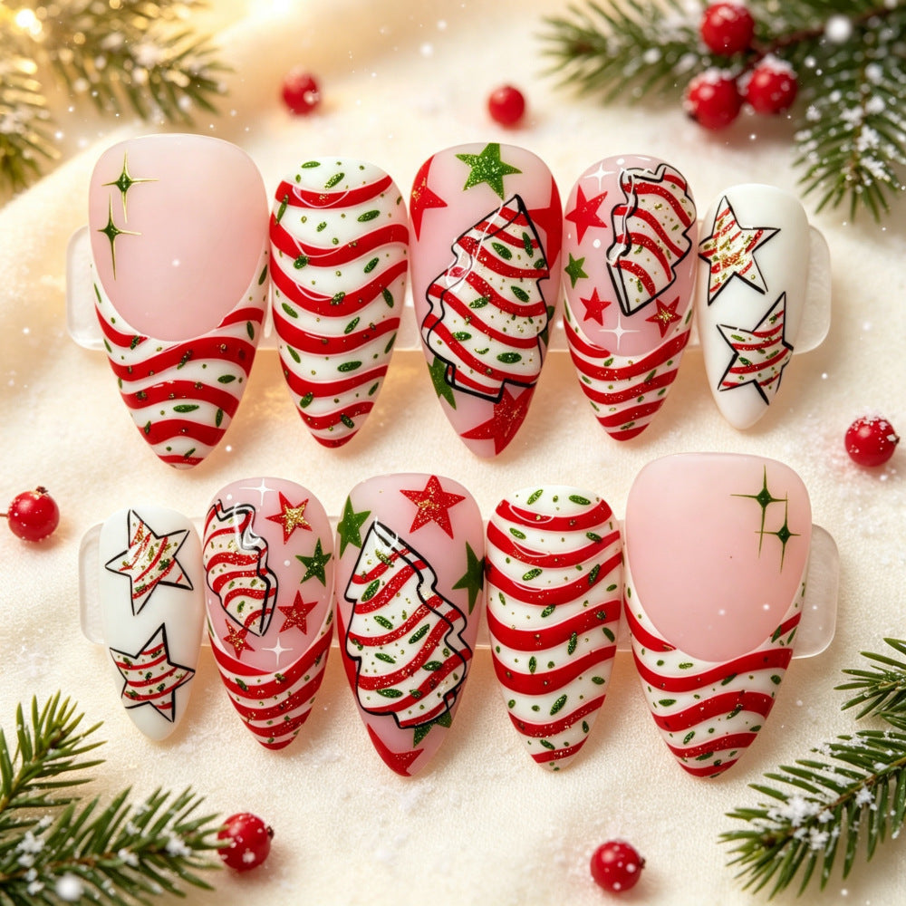 Festliche Kunstnägel mit Weihnachtsmotiven Brehn