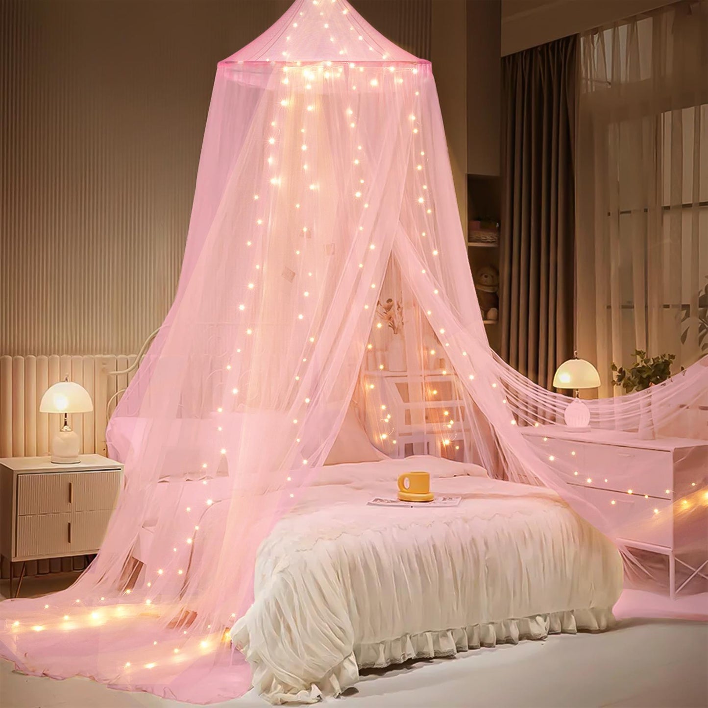 Verzauberndes Himmelbett Zelt mit LED-Lichtern Brehn