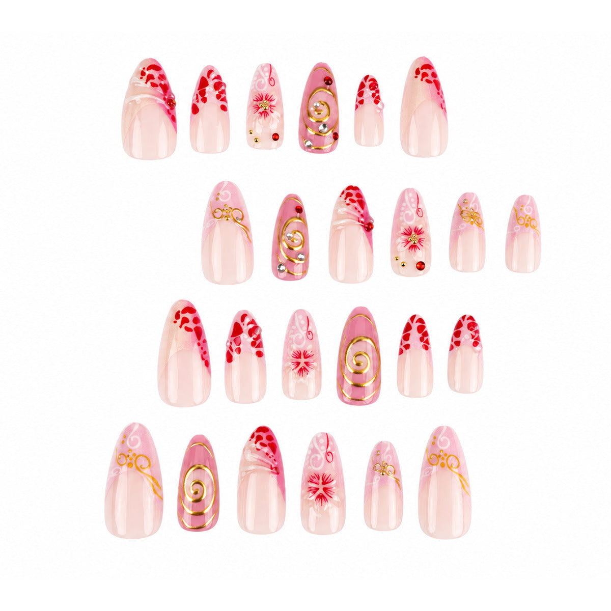 Künstlerische florale Stiletto-Nail Art