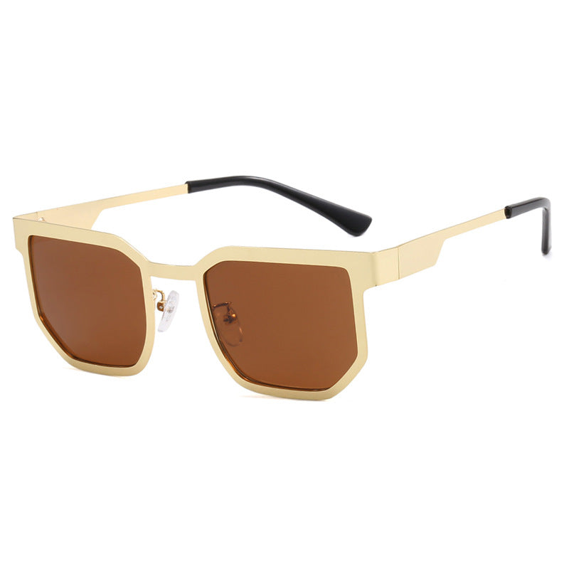 Damenmoderne Sonnenbrille im trendigen rechteckigen Design mit schmalem Metallrahmen Brehn