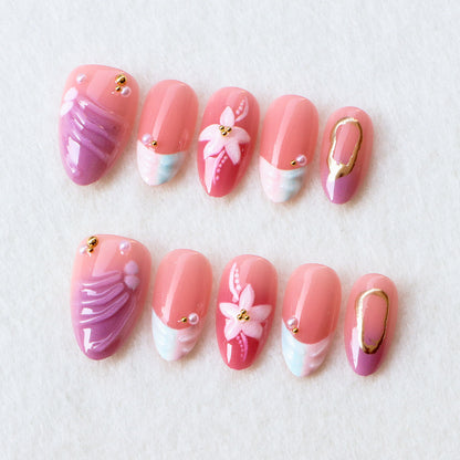 Kreatives Florales Design Press-On Nagelset