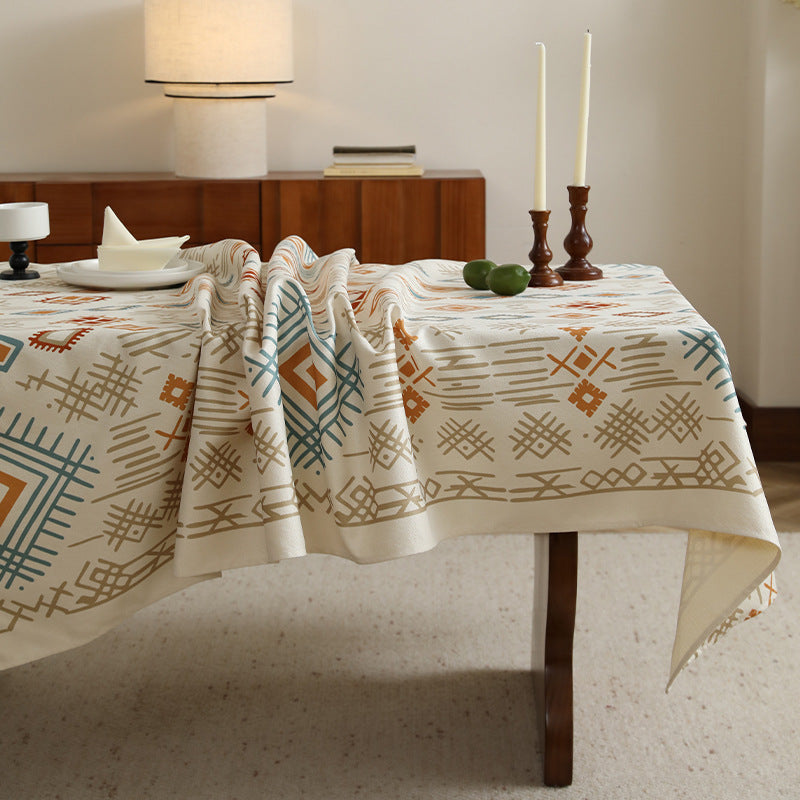 Rechteckige Tischdecke im Boho-Ornament mit Leinenoptik Brehn