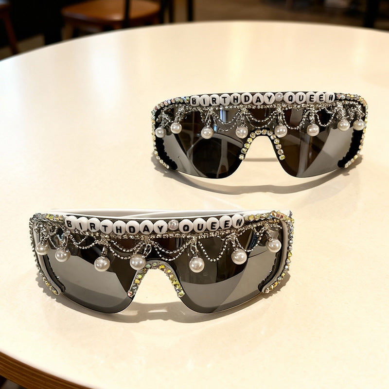 Dekorative Perlen- und Strass-Sonnenbrille Brehn