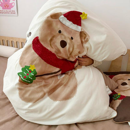 Kinder-Bettwäsche-Set mit Plüschapplikation und Bärchen-Motiv