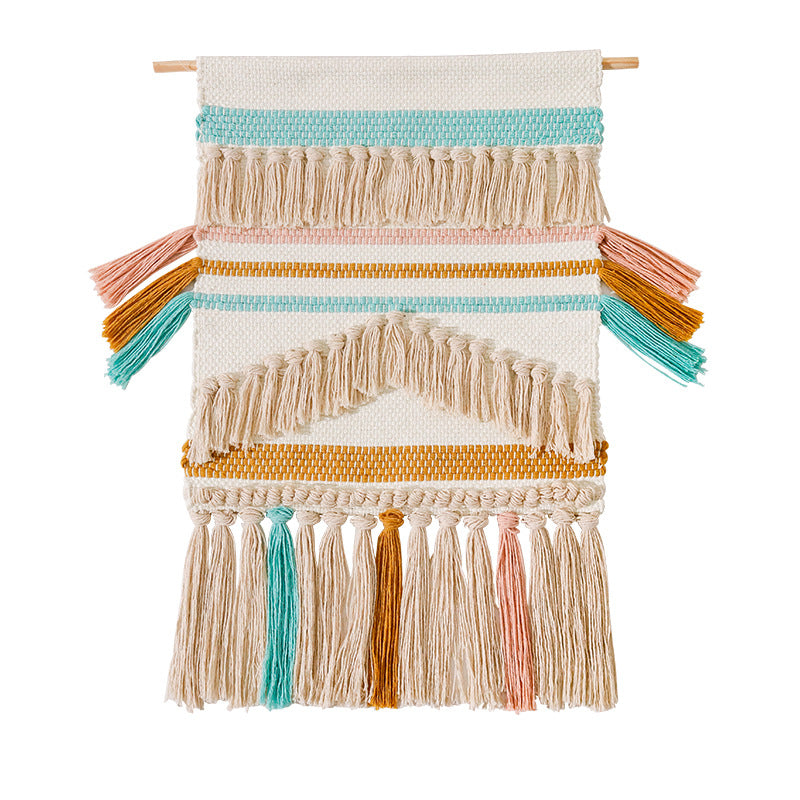 Gewebter Boho-Wandbehang mit Makramee-Fransen und handgearbeitetem Strukturrelief Brehn