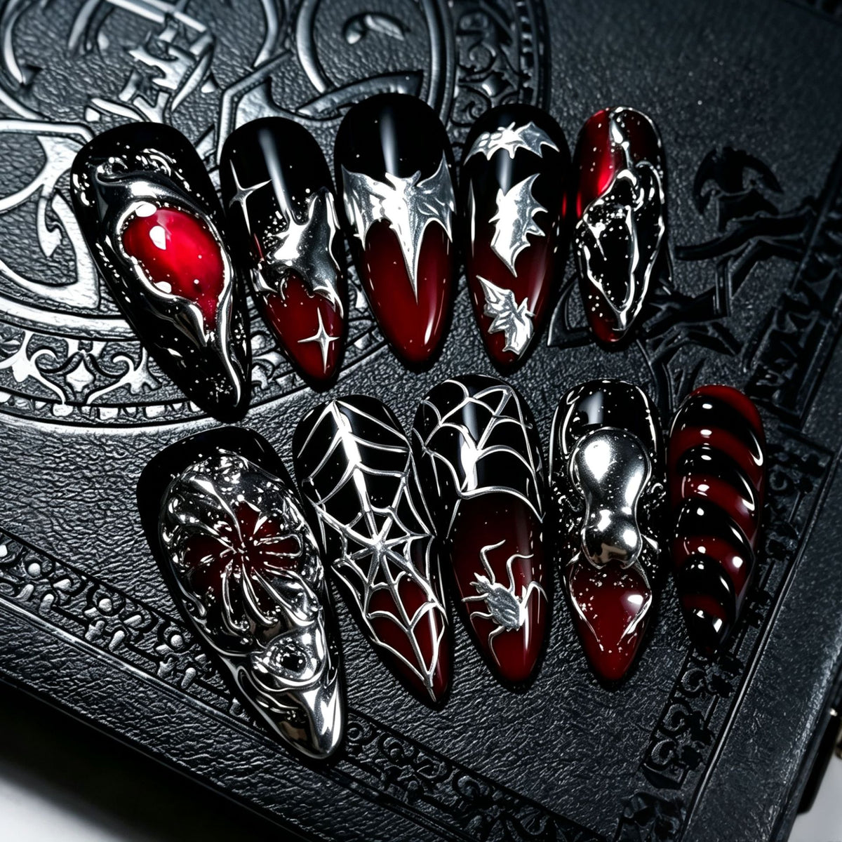 Gothic Halloween-Themen Press-On Nagelkunst Set Brehn