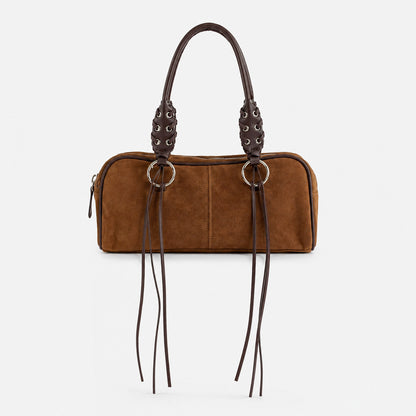 Luxuriöse Lederhandtasche mit geflochtenen Trägern