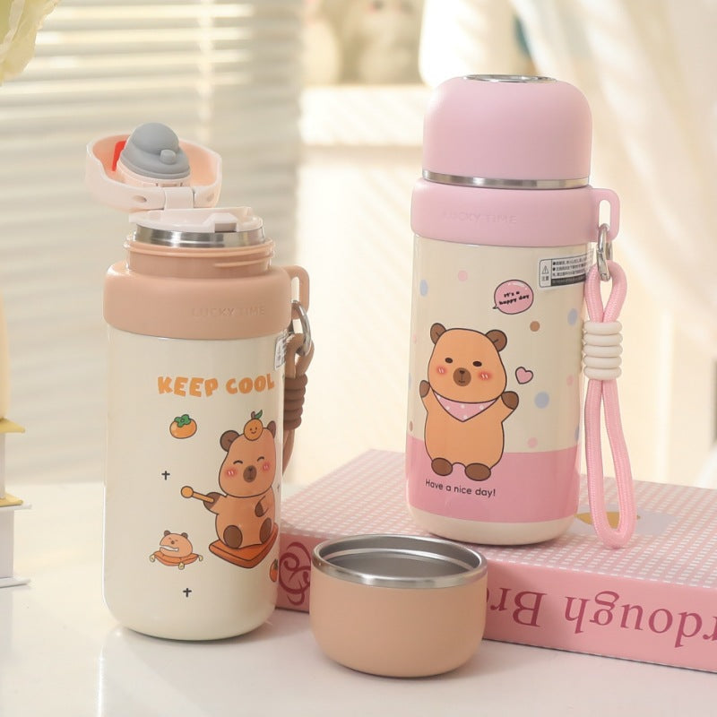 Damen Isolierflasche mit Tiermotiv und Trageschlaufe Brehn