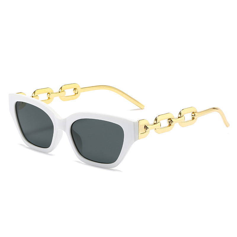 Damen modische Cat-Eye Sonnenbrille mit luxuriösem Kettenrahmen Brehn