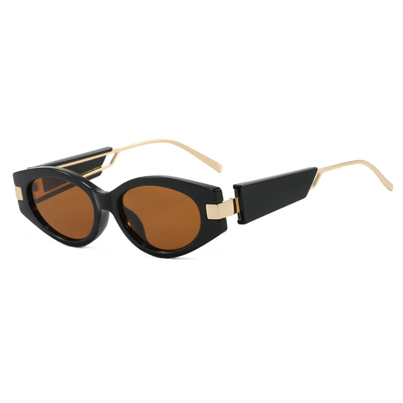 Damen elegante Cat-Eye Sonnenbrille mit goldenen Akzenten Brehn