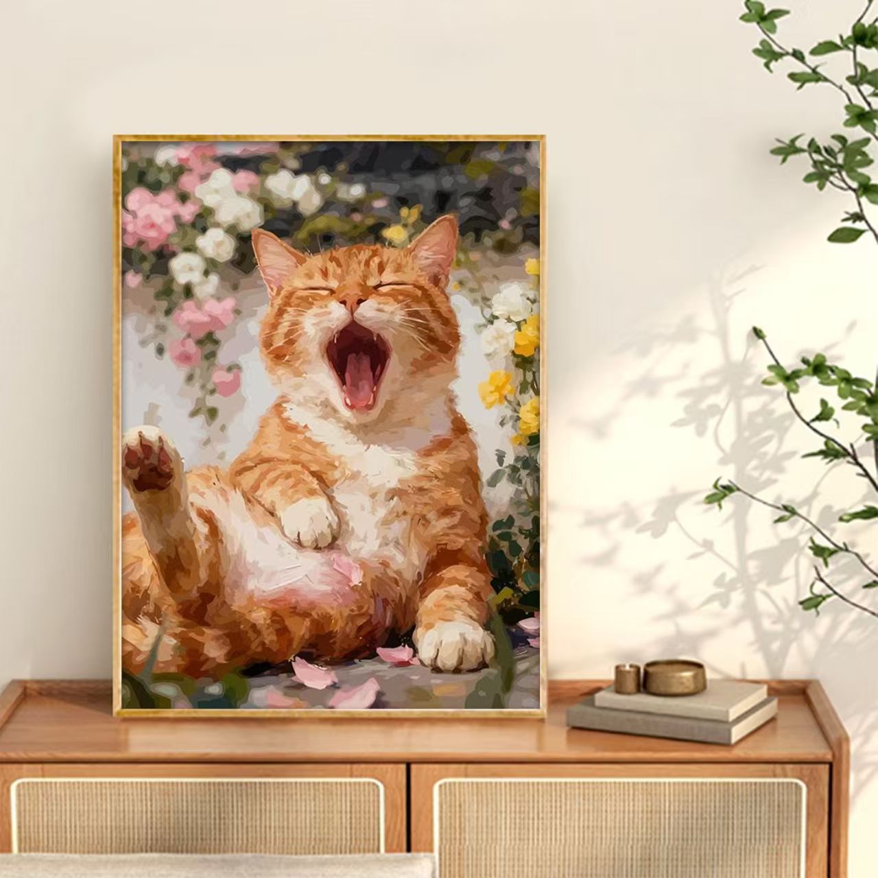 Gähnende Katze Leinwand Wandkunst Druck Brehn