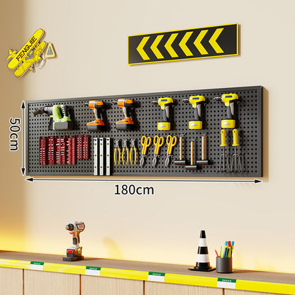 Wandmontierter perforierter Metallwerkzeug-Pegboard-Organizer mit Magnetstreifen und Mehrfachhaken