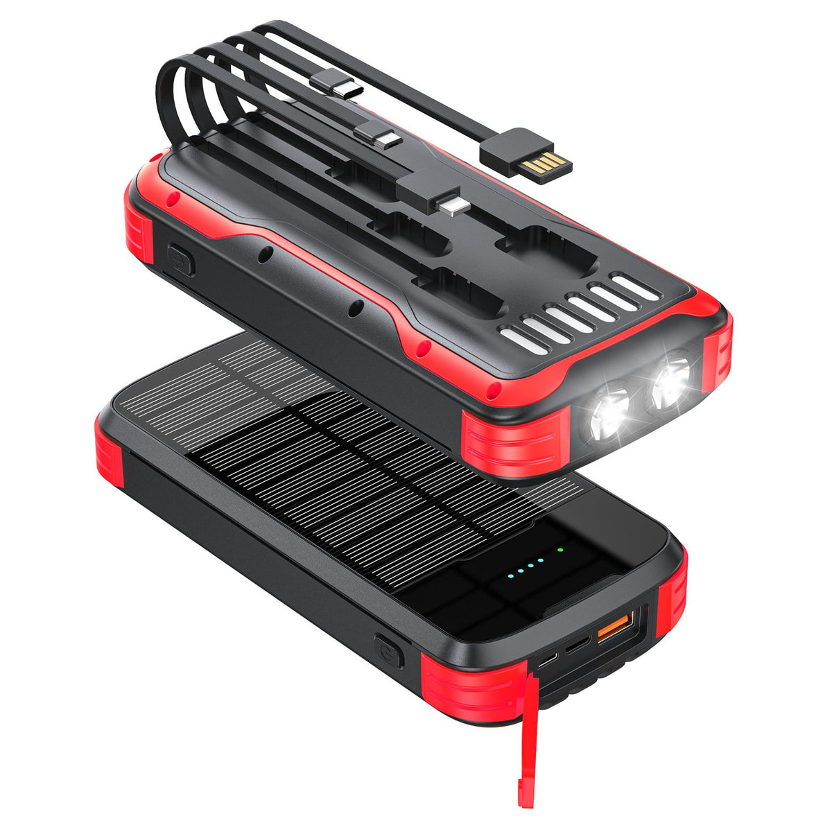 Robuste Solar Powerbank mit Integrierter Taschenlampe und Multifunktionalem Ladeanschluss Brehn