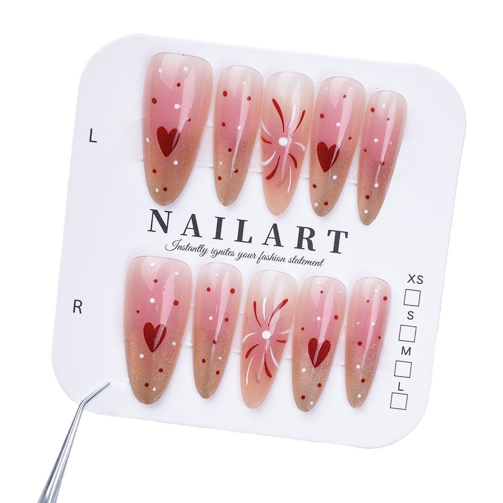 Künstlerisches Stiletto Press-On Nagelset Brehn