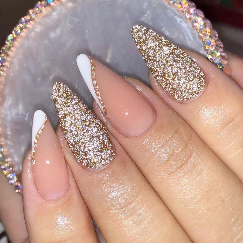 Glamouröse Glitzer-Stiletto Press-On Nägel Brehn