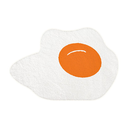 Novelty Fried Egg Shaped Plush Bath and Entry Rug
