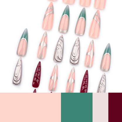 Kunstvolle Stiletto-Nägel mit Glitzer- und Metallic-Effekten Brehn