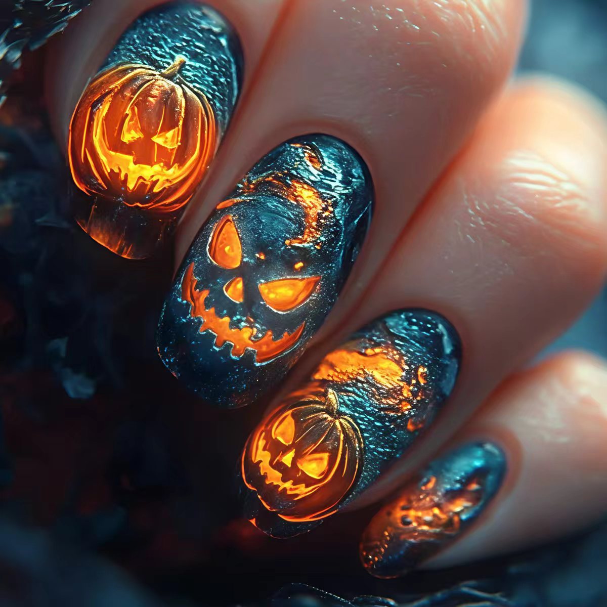 Kunstnägel mit Kreativem Halloween-Motiv Brehn