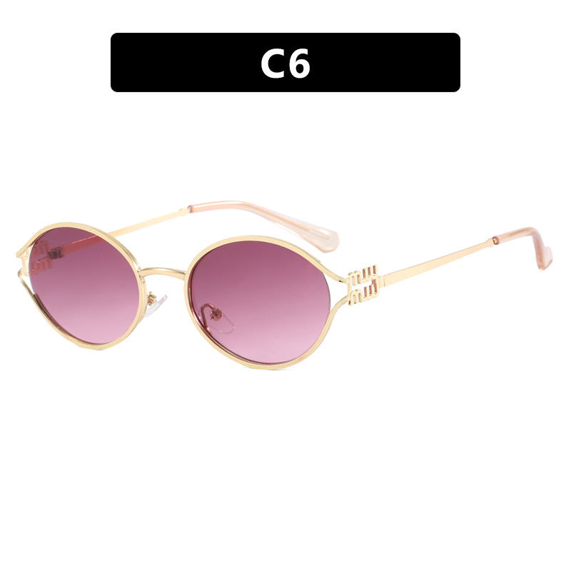 Damen Ovalförmige Sonnenbrille mit elegantem Metallrahmen und modischem Design Brehn