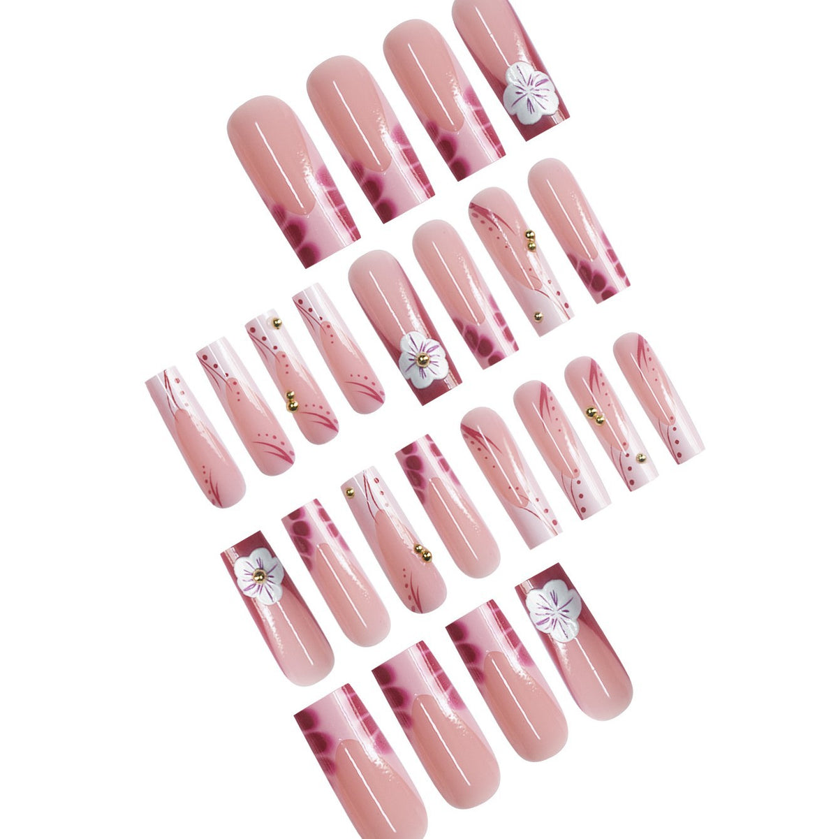 Künstlerische 3D Blumen Press-On Nageldesigns Brehn