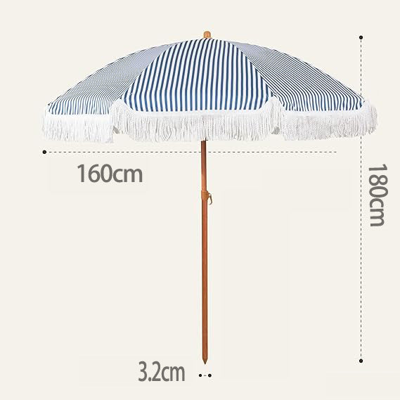 Damen Sonnenschirm mit Quasten und gestreiftem Design Brehn