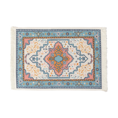 Rechteckiger Kurzflor‑Teppich im orientalischen Medaillon‑Design mit Fransen Brehn