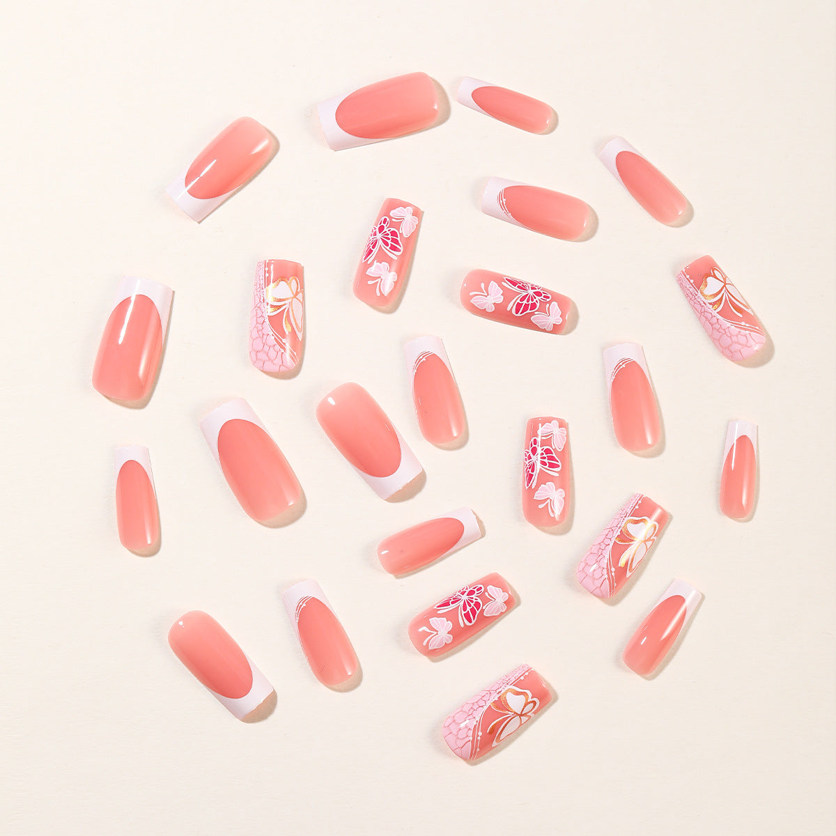 Blumenverzierte Acryl-Nagelverbesserungen Brehn