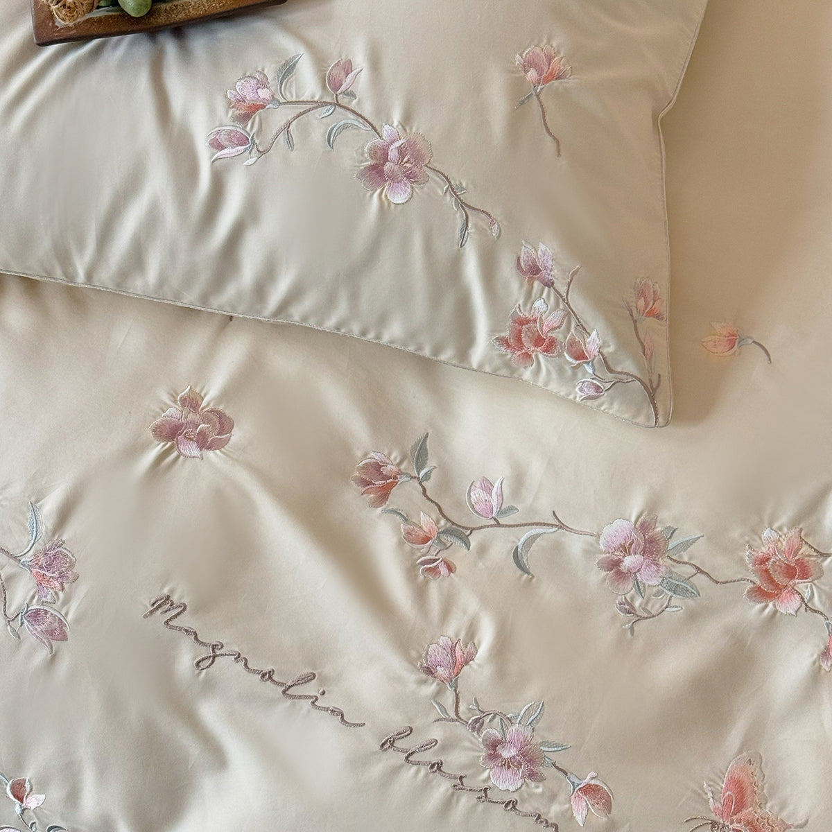 Bestickte Botanische Baumwolle Sateen Bettbezug Set
