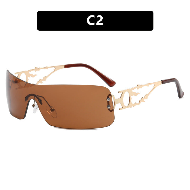 Damen futuristische Sonnenbrille mit hochmodernen Metallakzenten Brehn